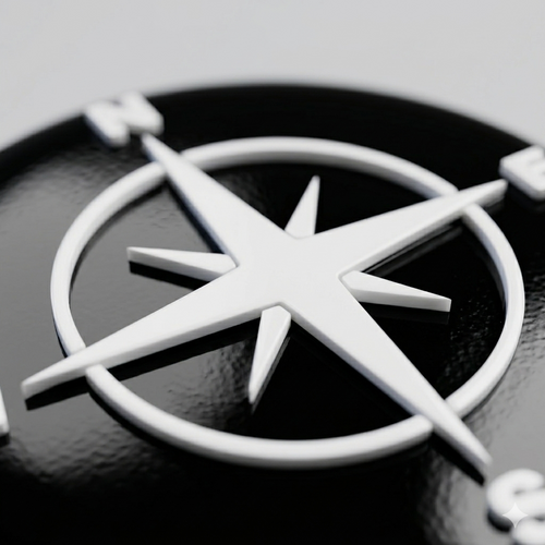 Compass badge for VW Transporter - black compass on white background