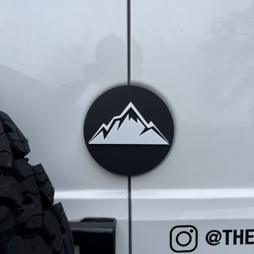 3D printed mountains rear door badge for VW Crafter and Mercedes Sprinter