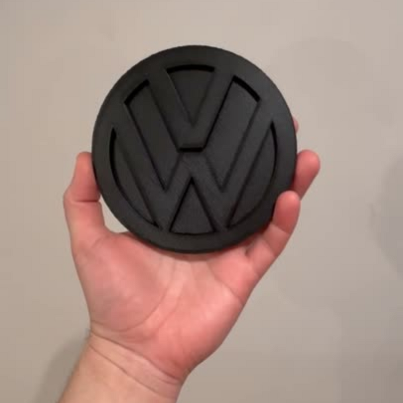 3D printed VW logo matte black rear door badge for VW Transporter T4 T5 T6 - stealth finish