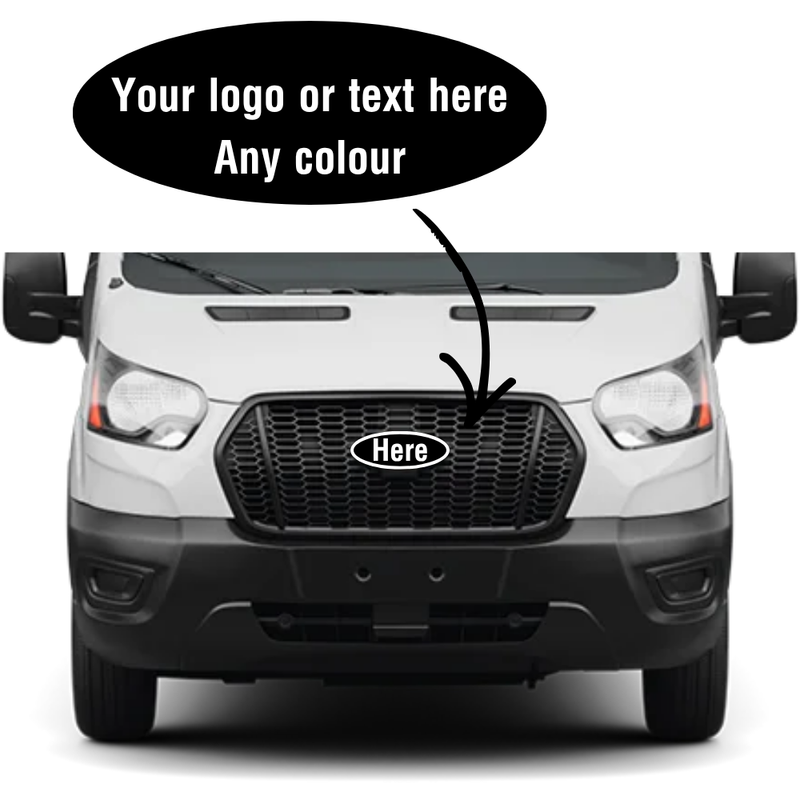 Custom 3D printed front grille badge for Ford Transit van - personalised logo design