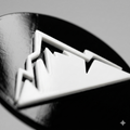 Mountains badge for VW Transporter - black mountains on white background