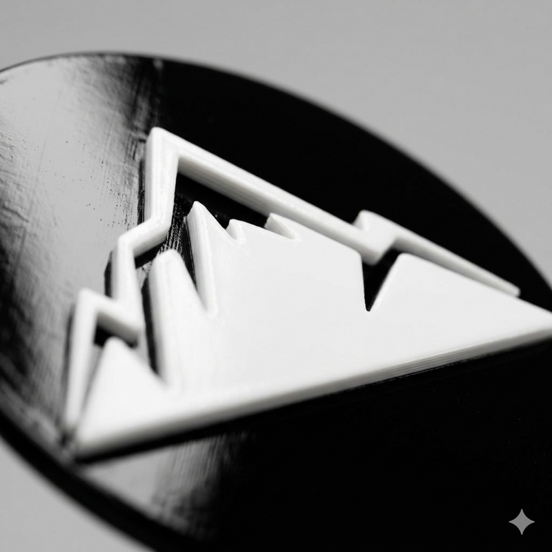 Mountains badge for VW Transporter - black mountains on white background