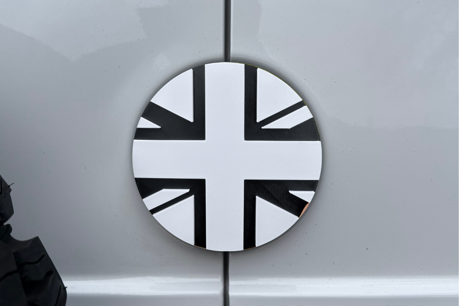 Union Jack badge Crafter Sprinter - black on white variant