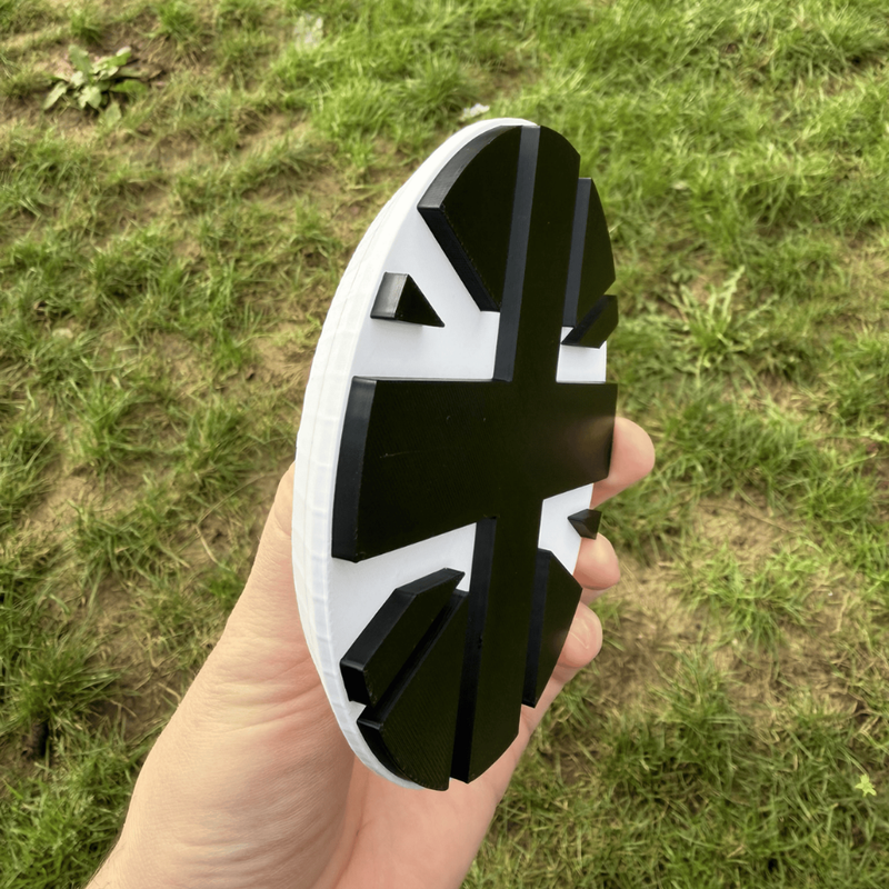 Union Jack rear door badge VW Crafter - close-up black on white