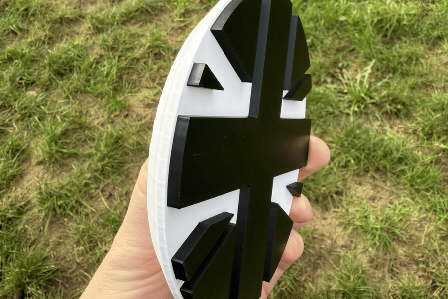 Union Jack rear door badge VW Crafter - close-up black on white