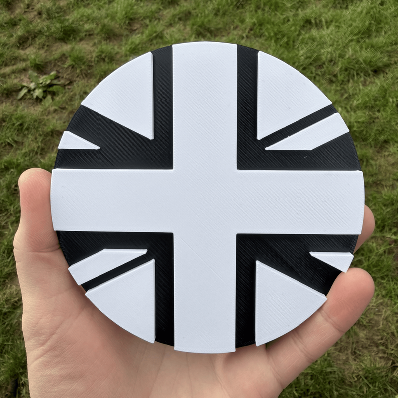 Union Jack rear door badge Crafter Sprinter - white on black variant